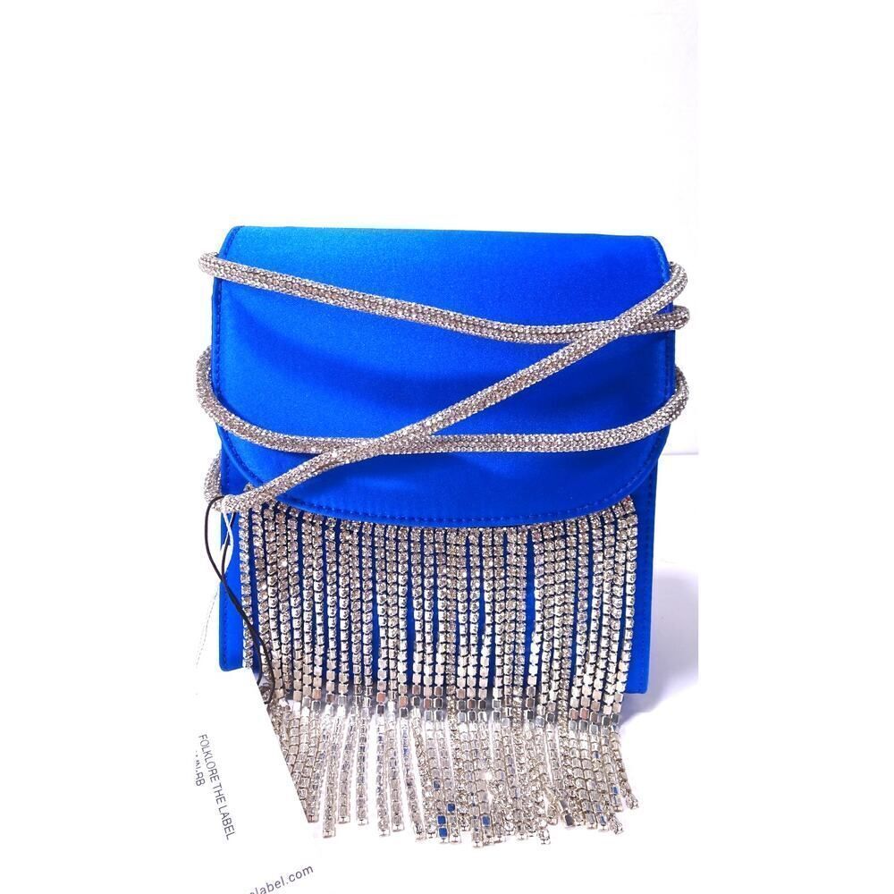 VERONICA BEARD Folklore Fringe Loop Bag Black Clutch Shoulder Bag $570 BLUE